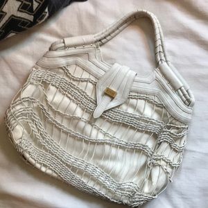 Botkier White Canvas Leather Summer Beach Tote